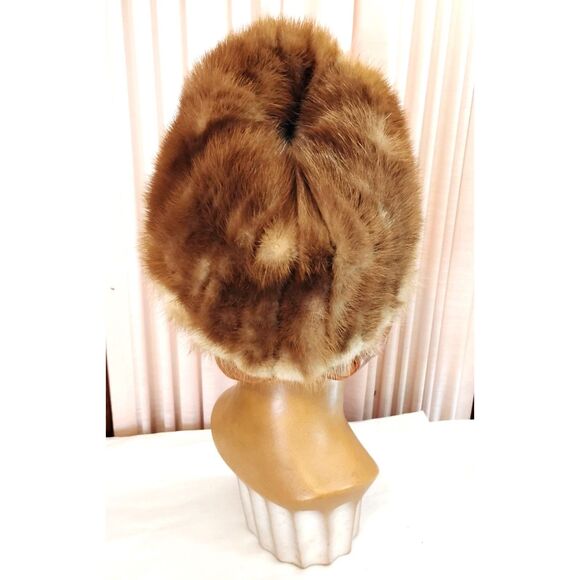 50s 60s Vintage Blonde Mink Fur Pillbox or Toque Hat - Picture 4 of 5